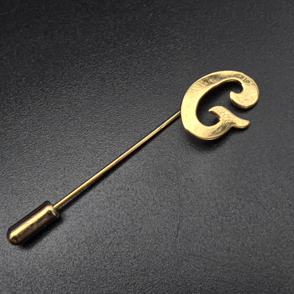 Gold Tone Letter G Stick Pin Hat Pin Initial Monogram Vintage Classic Timeless